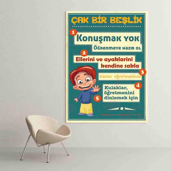 Çak Bir Beşlik Sınıf Kuralları Poster Tablo – B-971