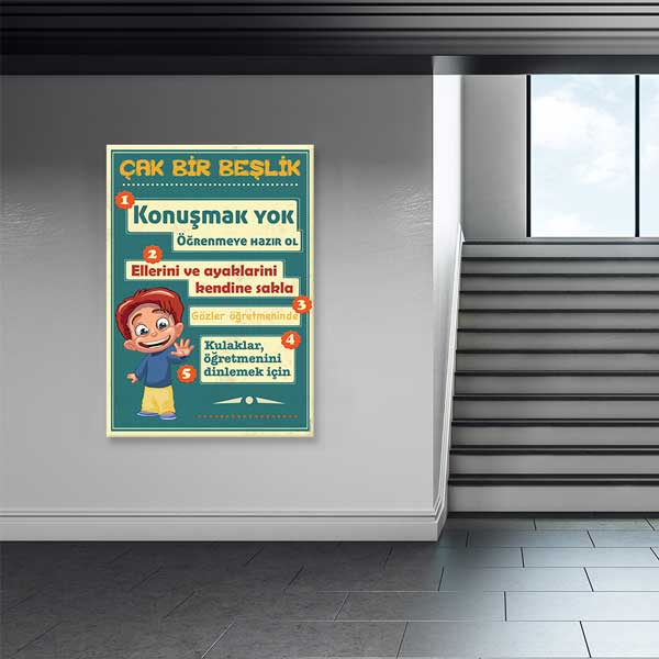 Çak Bir Beşlik Sınıf Kuralları Poster Tablo – B-971