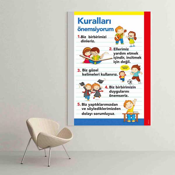 Kuralları Önemsiyorum Eğitici Sınıf Poster Tablo – B-973