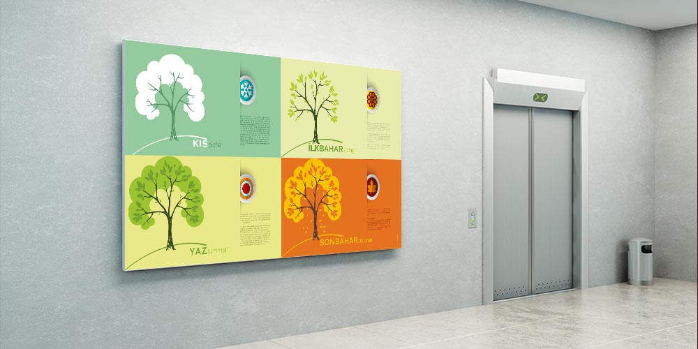 Dört Mevsim Ağaç Temalı Duvar Dekoru - Sosyal Bilgiler & Doğa Sınıfı F-131