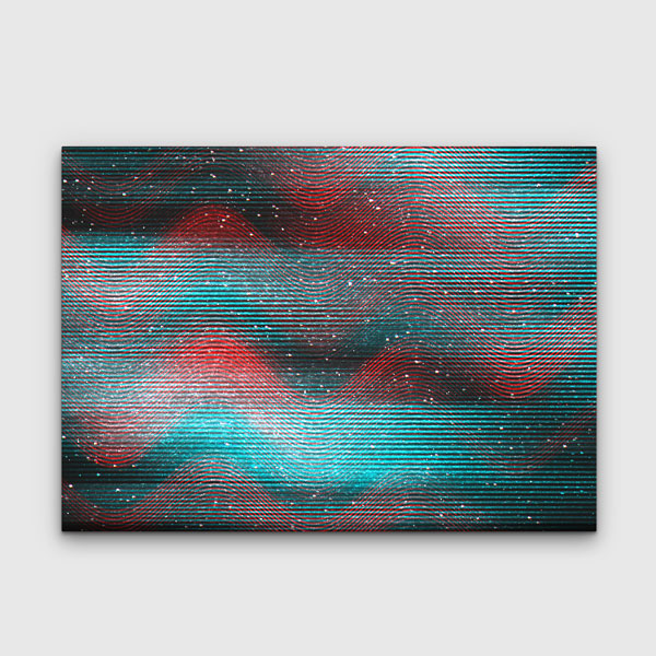 soyut-sanat-tablo-4131-00 Kırmızı Mavi Dalga Formlu Soyut Sanat Kanvas Tablo 4131