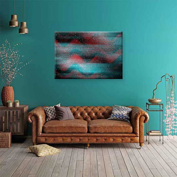 Kırmızı Mavi Dalga Formlu Soyut Sanat Kanvas Tablo 4131