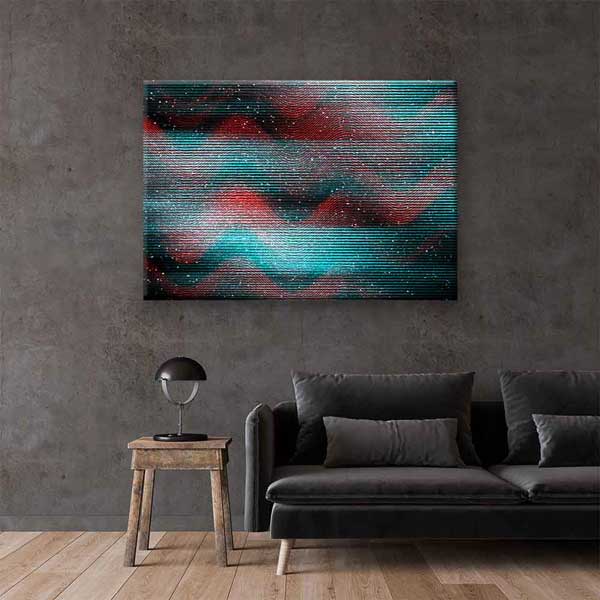 Kırmızı Mavi Dalga Formlu Soyut Sanat Kanvas Tablo 4131