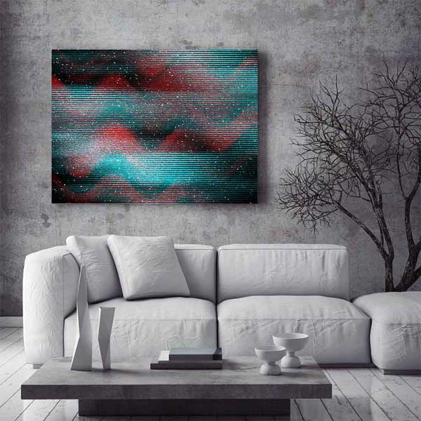 Kırmızı Mavi Dalga Formlu Soyut Sanat Kanvas Tablo 4131