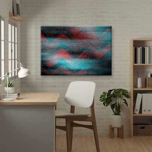 Kırmızı Mavi Dalga Formlu Soyut Sanat Kanvas Tablo 4131