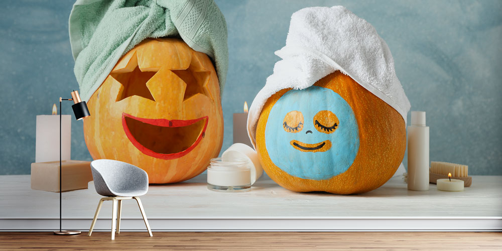 spa-duvar-dekor-5937-00 Spa Temalı Balkabağı Dekorlu Duvar Kağıdı 5937