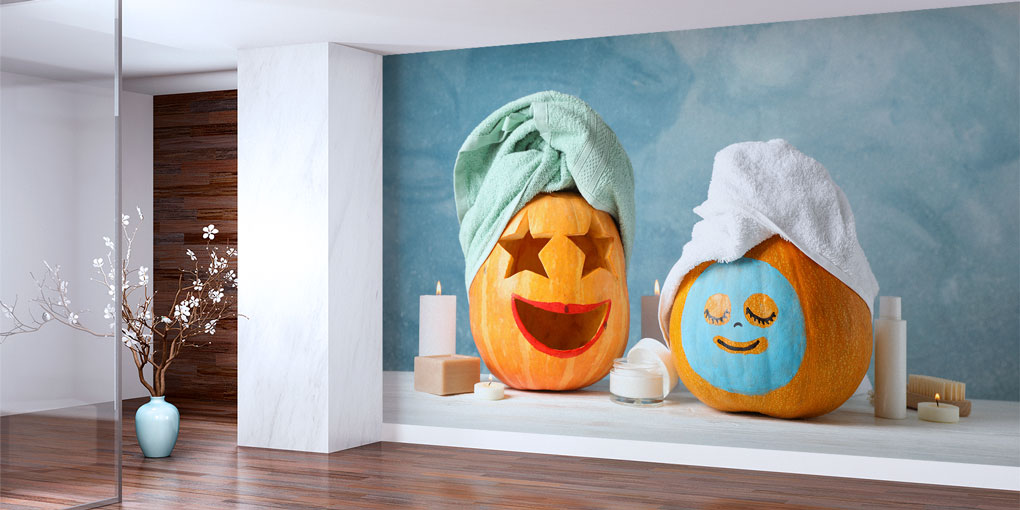 spa-duvar-dekor-5937-01 Spa Temalı Balkabağı Dekorlu Duvar Kağıdı 5937