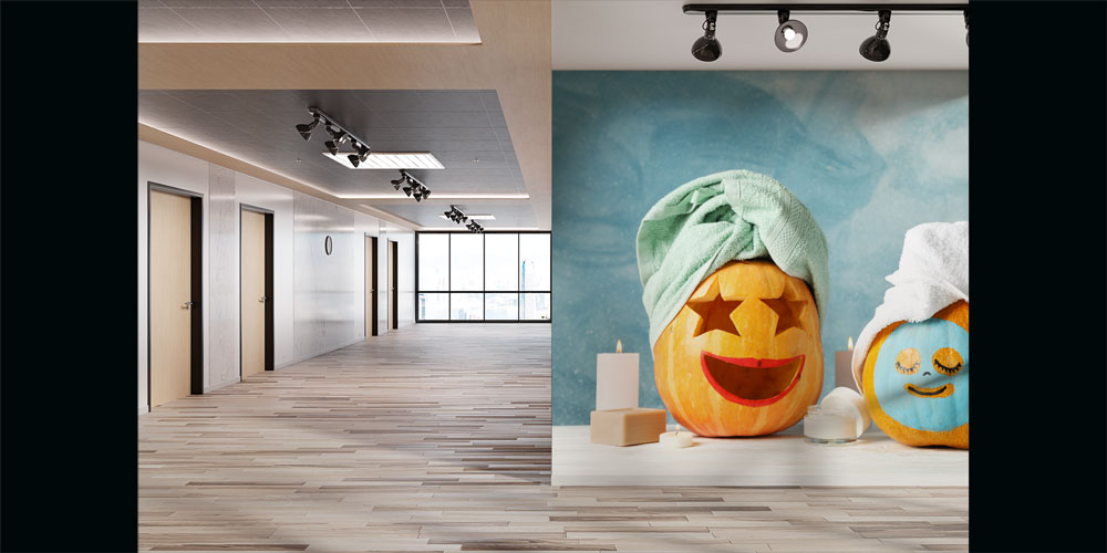 spa-duvar-dekor-5937-02 Spa Temalı Balkabağı Dekorlu Duvar Kağıdı 5937