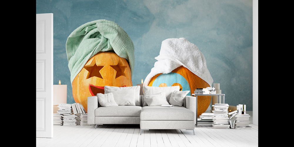 spa-duvar-dekor-5937-03 Spa Temalı Balkabağı Dekorlu Duvar Kağıdı 5937