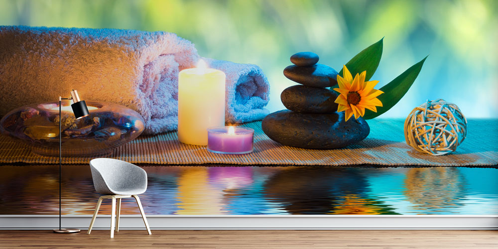 spa-duvar-dekorasyon-5936-00 Spa Zen Taşları ve Mum Dekorlu Duvar Kağıdı 5936