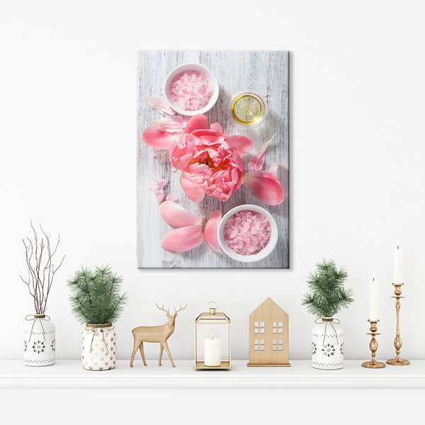 Pembe Çiçek ve Banyo Tuzu Spa Kanvas Tablo – 5933