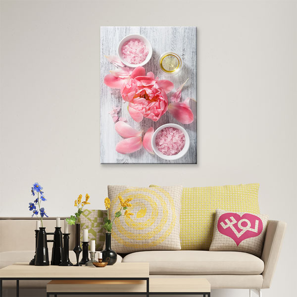 Pembe Çiçek ve Banyo Tuzu Spa Kanvas Tablo – 5933