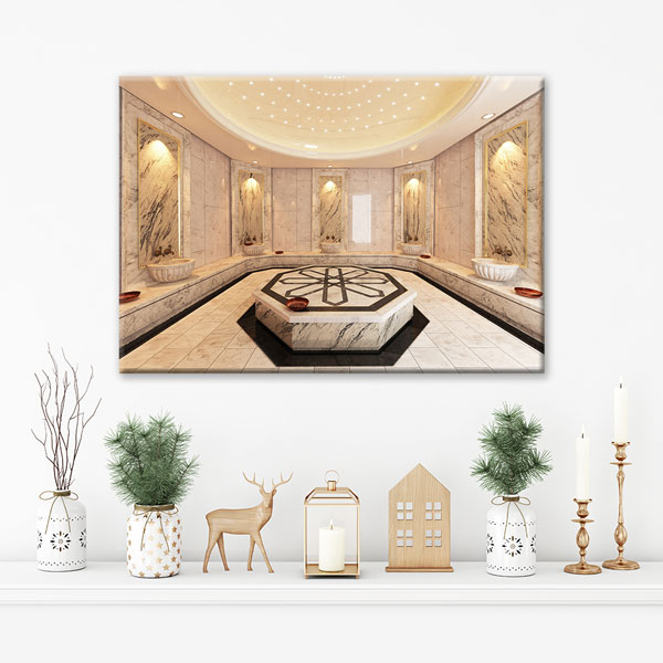 spa-tablolar-5917-01 Lüks Türk Hamamı Göbektaşı Kanvas Tablo – 5917
