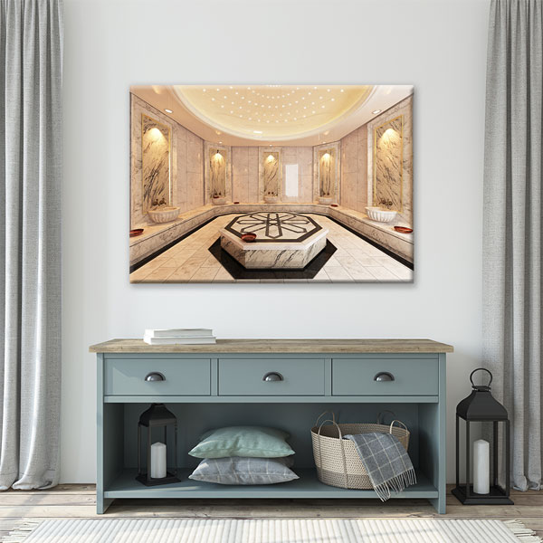 spa-tablolar-5917-03 Lüks Türk Hamamı Göbektaşı Kanvas Tablo – 5917
