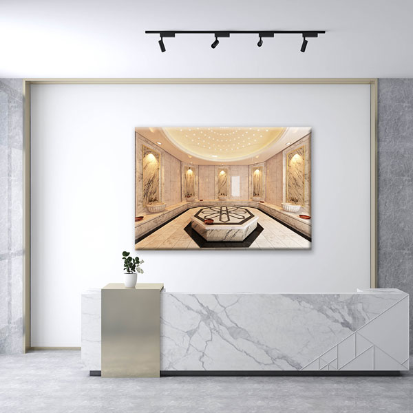 spa-tablolar-5917-05 Lüks Türk Hamamı Göbektaşı Kanvas Tablo – 5917