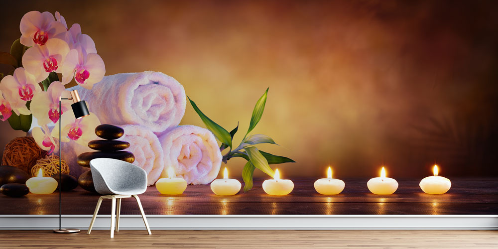 Spa Mum Işığı ve Orkide Duvar Kağıdı 5950