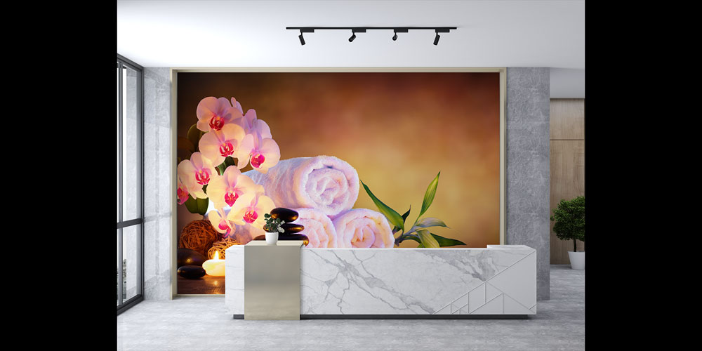 Spa Mum Işığı ve Orkide Duvar Kağıdı 5950