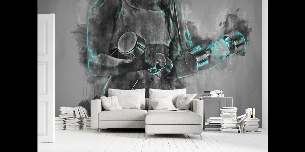 Duvar Kağıdı Spor Dambıl Efekt Tasarım 5826