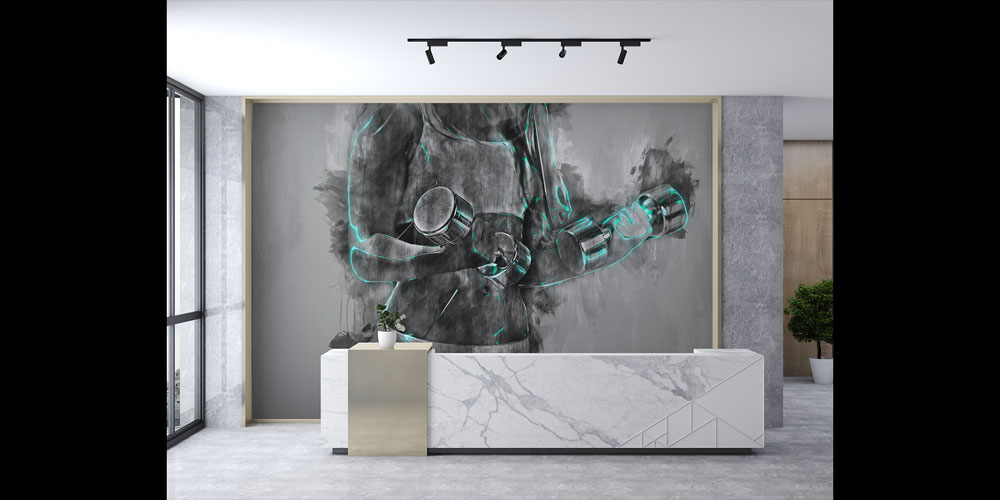 Duvar Kağıdı Spor Dambıl Efekt Tasarım 5826