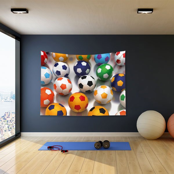 Renkli Futbol Topları Duvar Örtüsü 5864