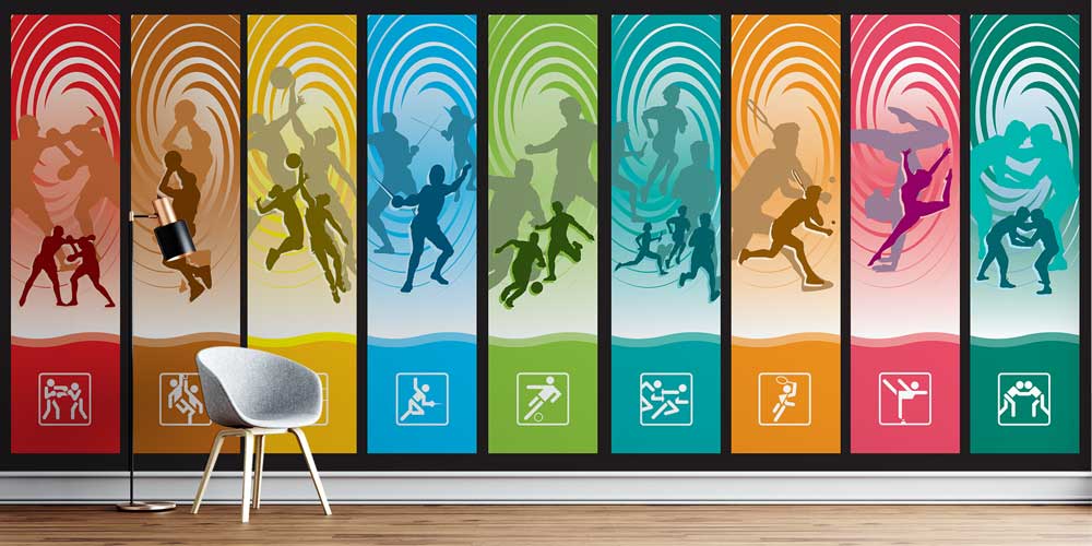 Renkli Spor Dalları Siluetleri Duvar Kağıdı 1063