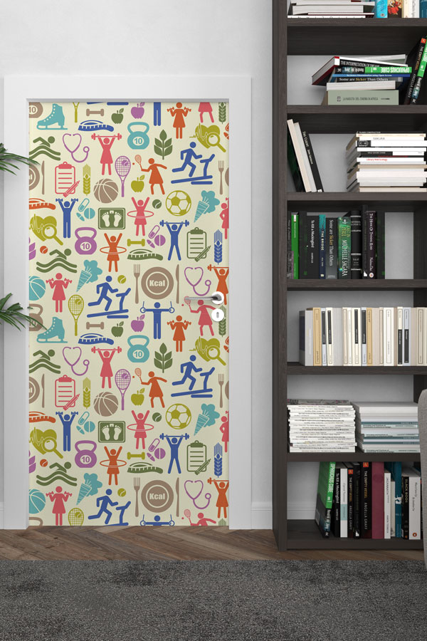 sport-door-art-decor-8967-02 Sağlıklı Yaşam ve Spor Temalı İkonlar Kapı Giydirme 8967