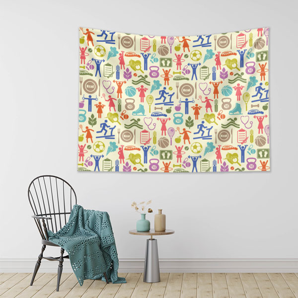 Sağlıklı Yaşam ve Spor Desenleri Duvar Örtüsü 8444