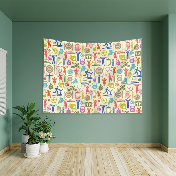 Sağlıklı Yaşam ve Spor Desenleri Duvar Örtüsü 8444