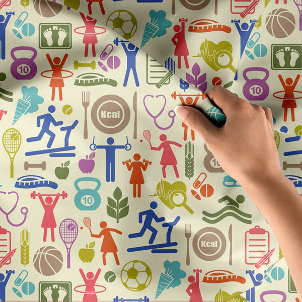 Sağlıklı Yaşam ve Spor Desenleri Duvar Örtüsü 8444
