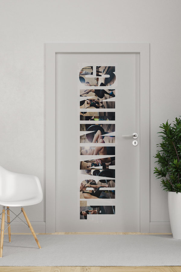 sports-art-decoration-8948-0 "CROSSFIT" Harfleri İçinde Spor Sahneleri Kapı Giydirme 8948