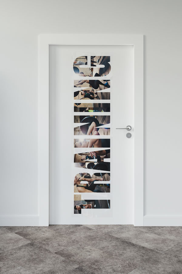 sports-art-decoration-8948-00 "CROSSFIT" Harfleri İçinde Spor Sahneleri Kapı Giydirme 8948