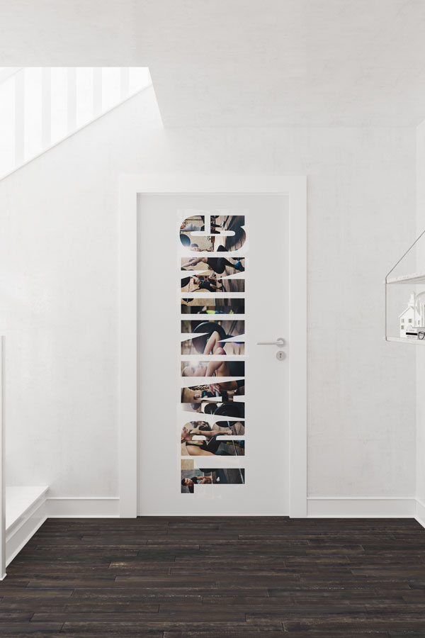 sports-art-decoration-8948-01 "CROSSFIT" Harfleri İçinde Spor Sahneleri Kapı Giydirme 8948