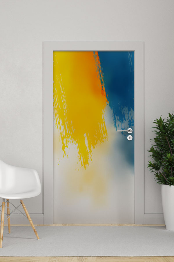 Soyut Fırça Darbeleri Spor Temalı Kapı Giydirme 8950