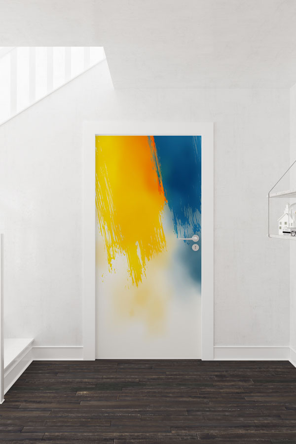 Soyut Fırça Darbeleri Spor Temalı Kapı Giydirme 8950