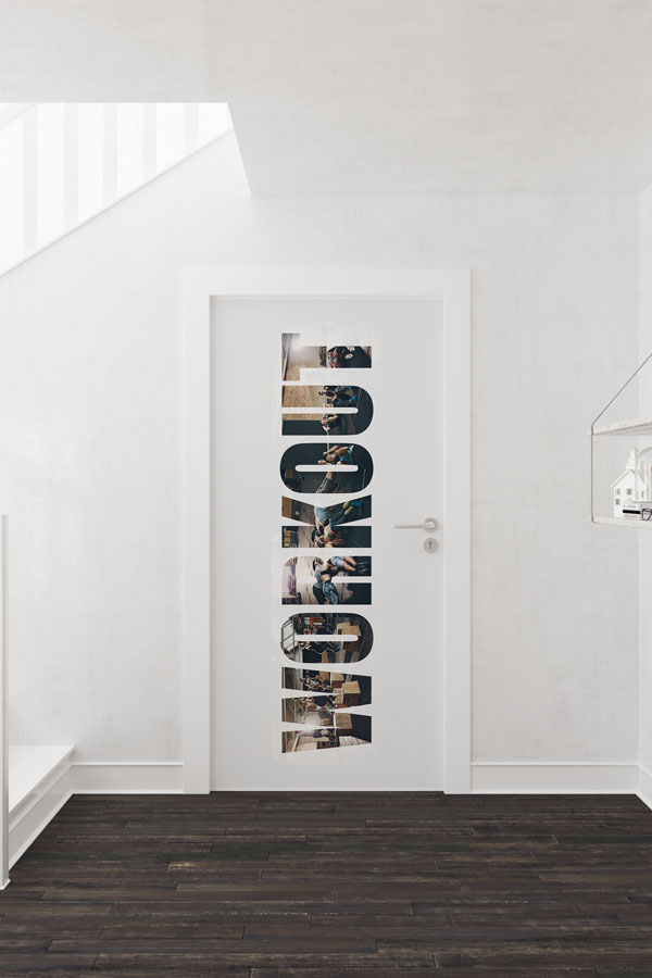 "WORKOUT" Harfleri İçinde Antrenman Sahneleri Kapı Giydirme 8949