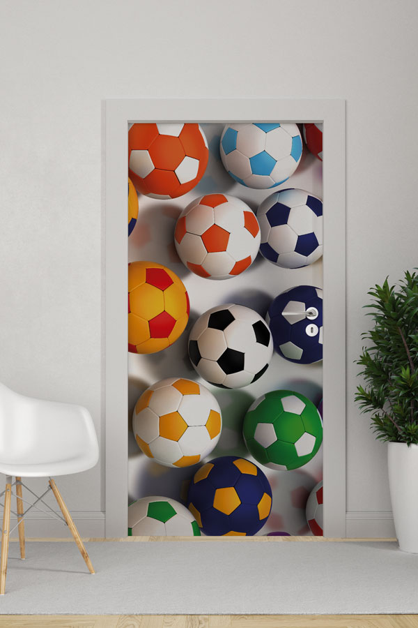 Kapı Giydirme - Renkli Futbol Topları 8927