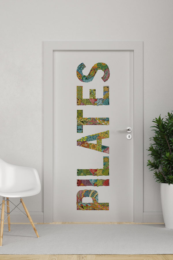 Desenli "PİLATES" Yazılı Kapı Giydirme 8953