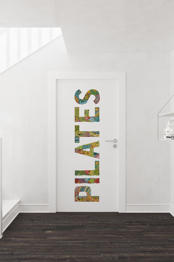 Desenli "PİLATES" Yazılı Kapı Giydirme 8953