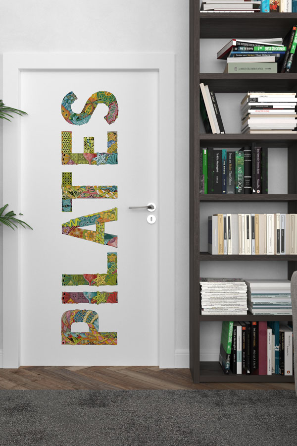 Desenli "PİLATES" Yazılı Kapı Giydirme 8953