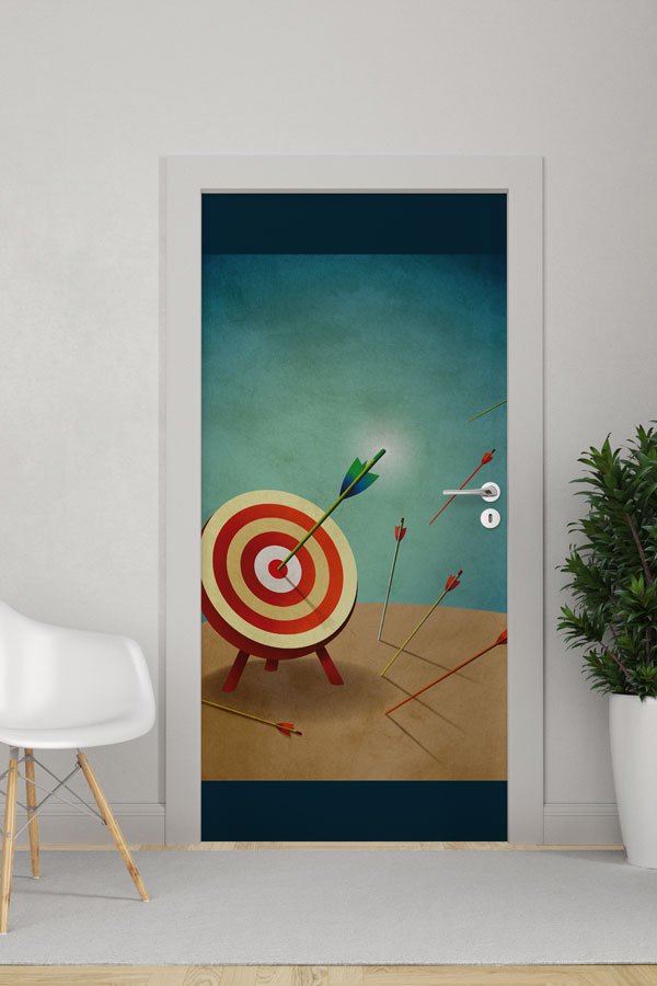 sports-hall-art-decor-8939-0 Hedef Tahtası ve Oklar Temalı Kapı Giydirme 8939