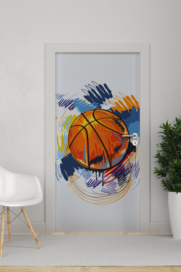 sports-hall-art-decoration-8941-0 Sulu Boya Etkili Basketbol Topu Kapı Giydirme 8941
