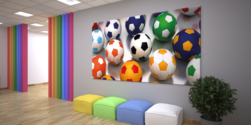 Renkli Futbol Topları Temalı Büyük Ebat Spor Duvar Dekoru – 7910-DK