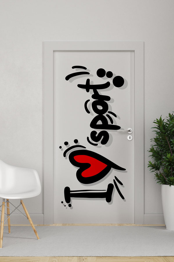 "I LOVE SPORT" Temalı Kalpli Kapı Giydirme 8946