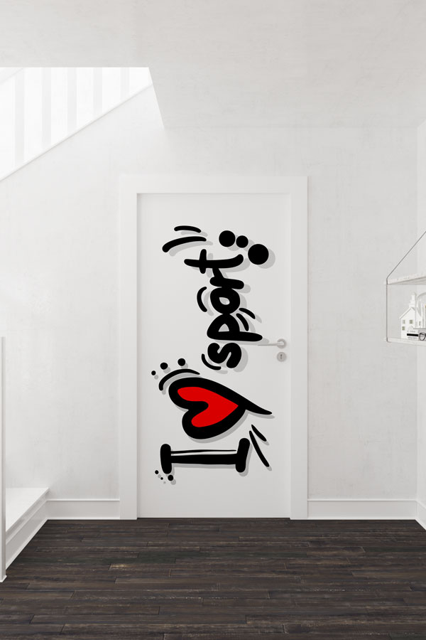 "I LOVE SPORT" Temalı Kalpli Kapı Giydirme 8946