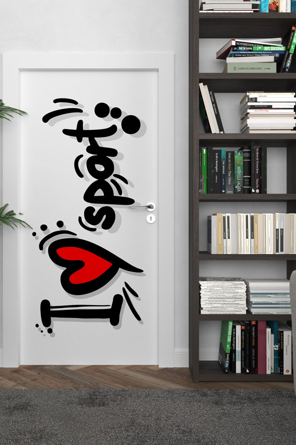 "I LOVE SPORT" Temalı Kalpli Kapı Giydirme 8946