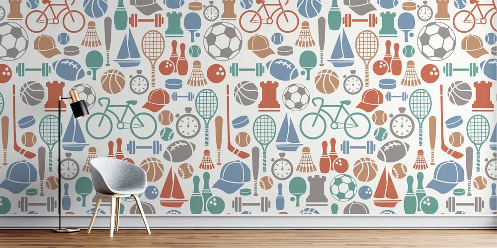 Spor Dalları ve Ekipmanları Desenli Duvar Kağıdı 1072