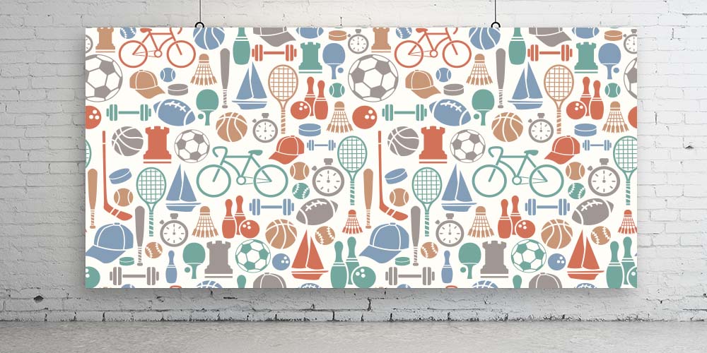sports-room-wallpaper-1072-01 Spor Dalları ve Ekipmanları Desenli Duvar Kağıdı 1072