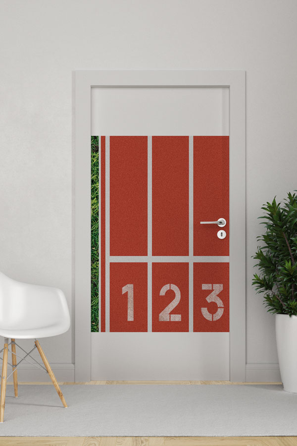 Atletizm Pisti Temalı Numaralı Kapı Giydirme 8940