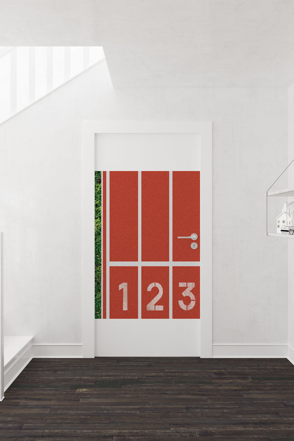 Atletizm Pisti Temalı Numaralı Kapı Giydirme 8940