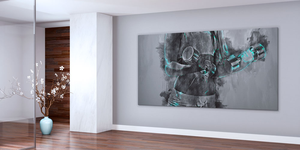 sports-wall-art-decor-7905-02 Gri Tonlarda Fitness Temalı Büyük Ebat Duvar Dekoru – 7905-DK